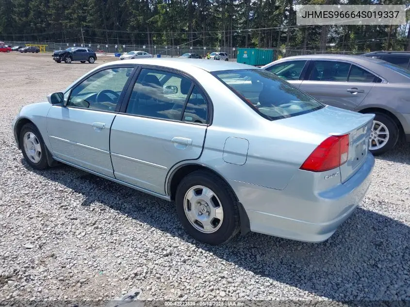 2004 Honda Civic Hybrid VIN: JHMES96664S019337 Lot: 42223529