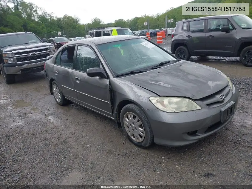 2004 Honda Civic Lx VIN: 2HGES15584H517768 Lot: 42233202