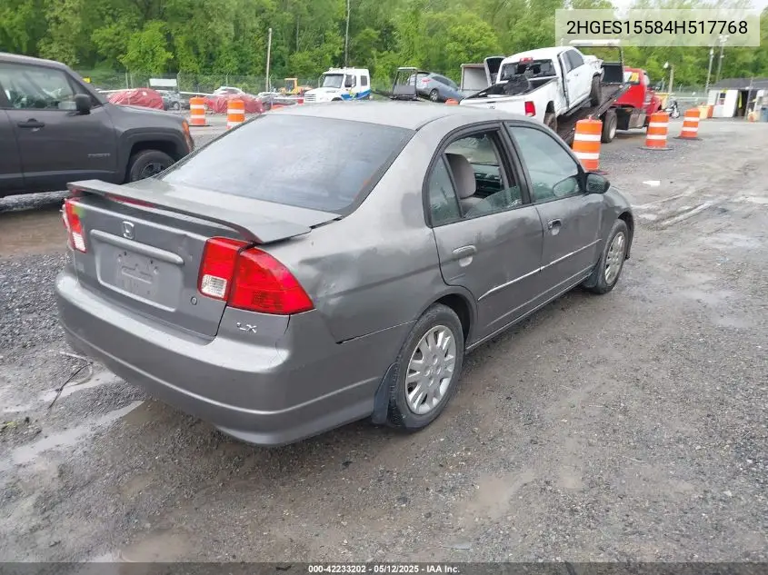 2004 Honda Civic Lx VIN: 2HGES15584H517768 Lot: 42233202