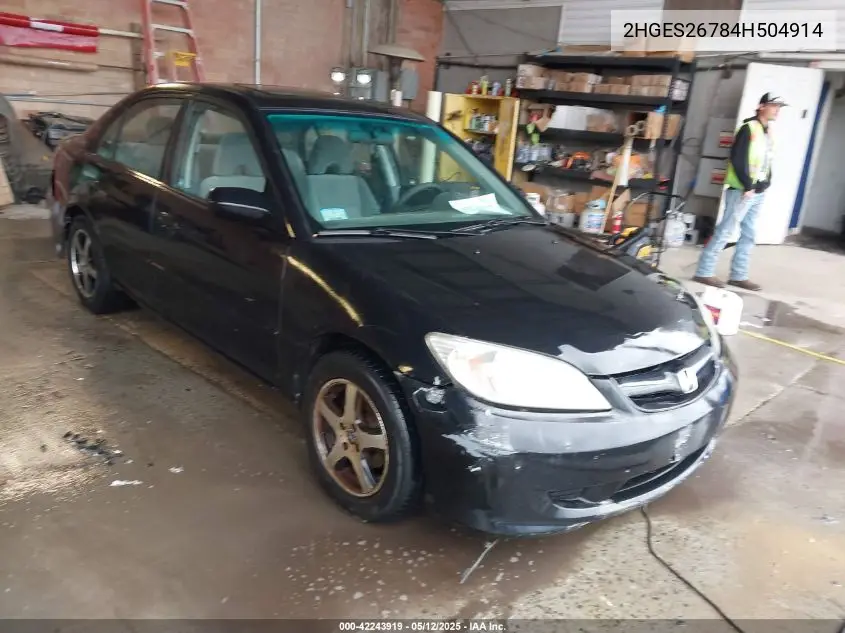2004 Honda Civic Ex VIN: 2HGES26784H504914 Lot: 42243919