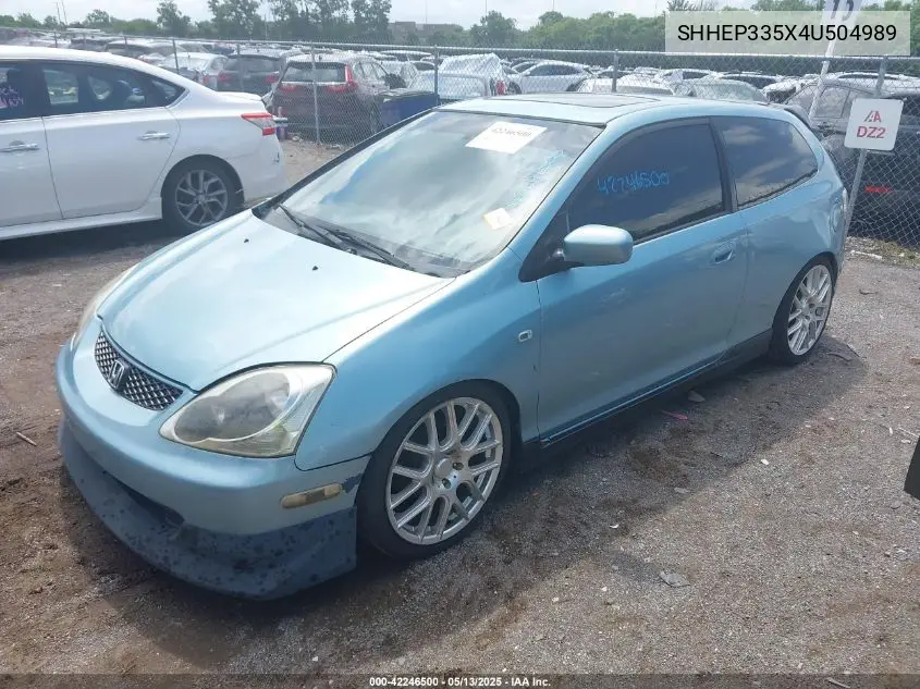 2004 Honda Civic Si VIN: SHHEP335X4U504989 Lot: 42246500