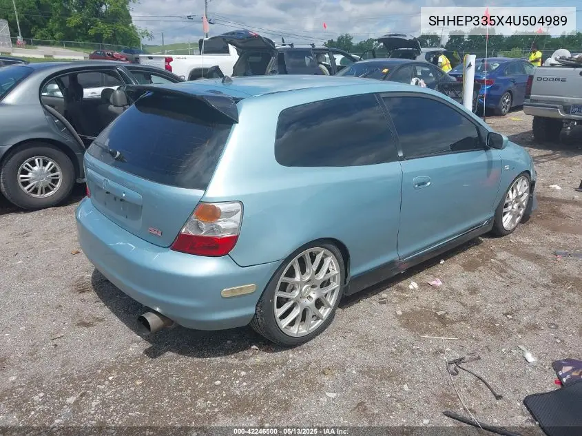 2004 Honda Civic Si VIN: SHHEP335X4U504989 Lot: 42246500