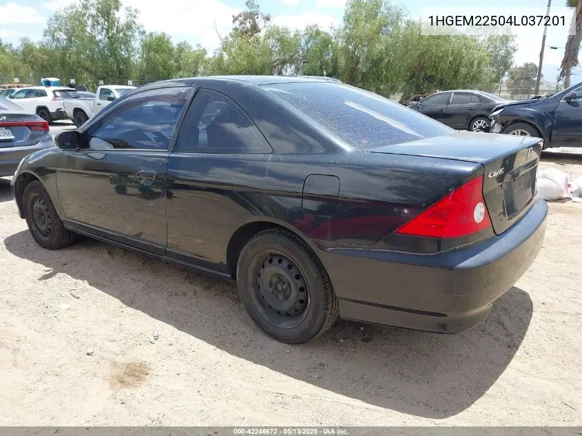 2004 Honda Civic Lx VIN: 1HGEM22504L037201 Lot: 42246672