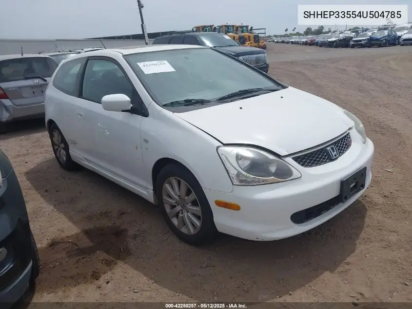 2004 Honda Civic Si VIN: SHHEP33554U504785 Lot: 42250257