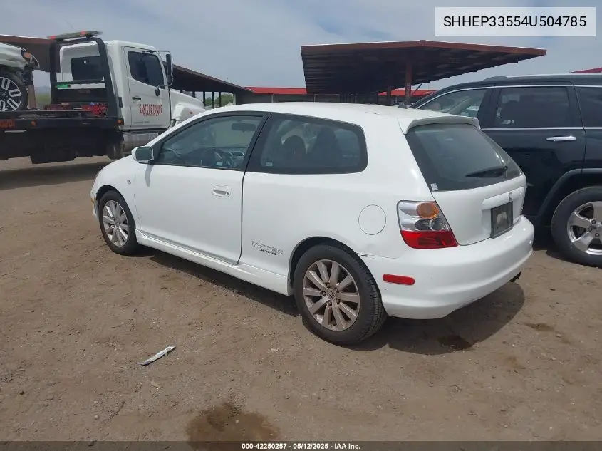 2004 Honda Civic Si VIN: SHHEP33554U504785 Lot: 42250257