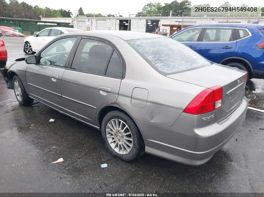 2004 Honda Civic Ex VIN: 2HGES26794H549408 Lot: 42632657