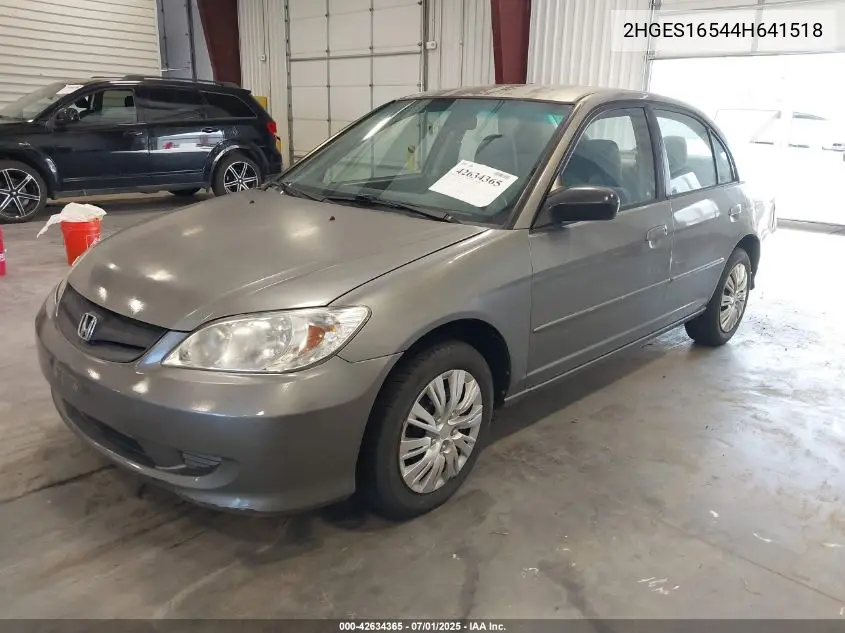 2004 Honda Civic Lx VIN: 2HGES16544H641518 Lot: 42634365