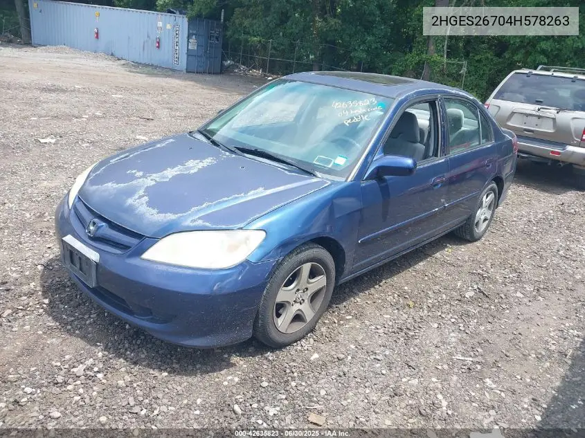 2004 Honda Civic Ex VIN: 2HGES26704H578263 Lot: 42635823