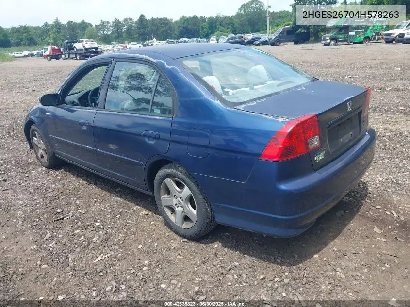 2004 Honda Civic Ex VIN: 2HGES26704H578263 Lot: 42635823