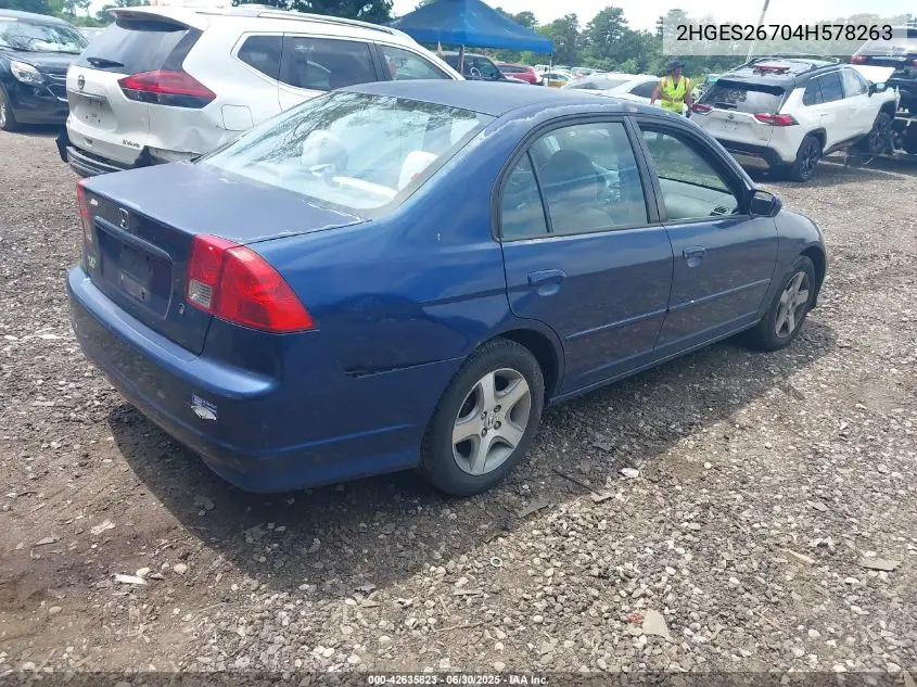 2004 Honda Civic Ex VIN: 2HGES26704H578263 Lot: 42635823