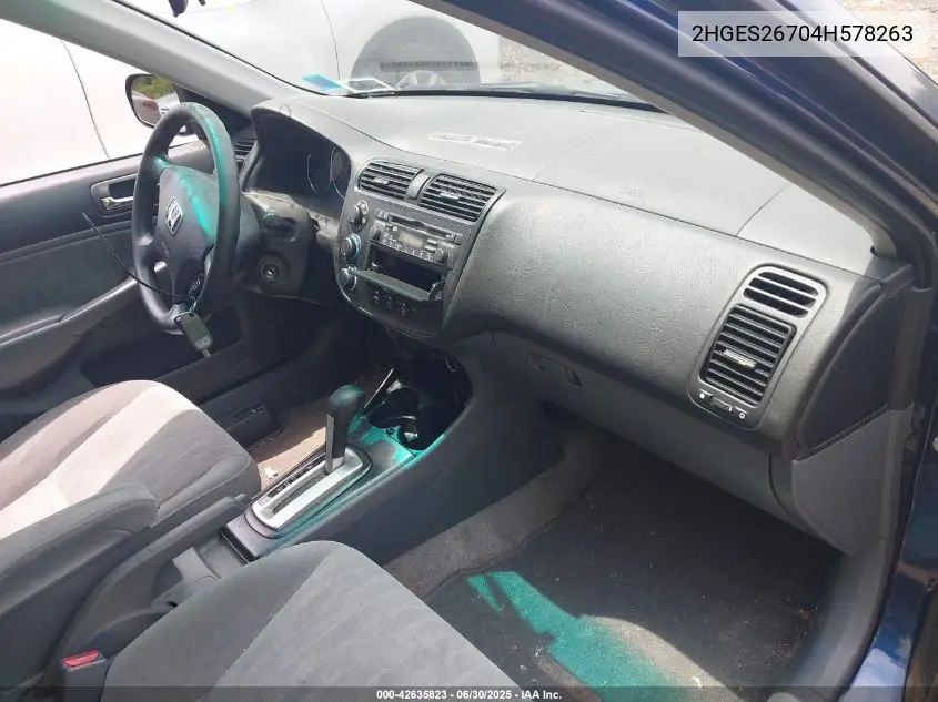 2004 Honda Civic Ex VIN: 2HGES26704H578263 Lot: 42635823