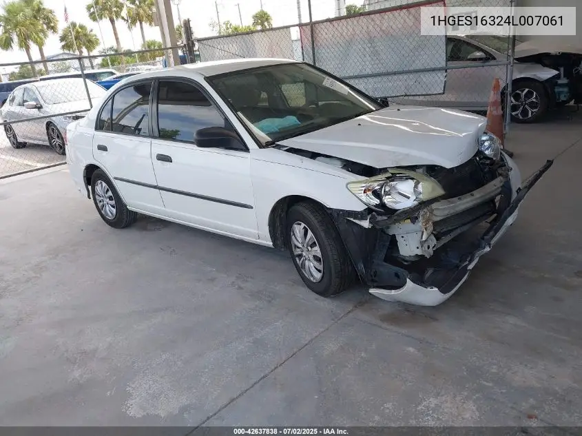 2004 Honda Civic Vp VIN: 1HGES16324L007061 Lot: 42637838