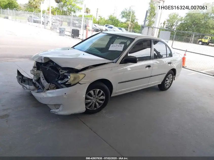 2004 Honda Civic Vp VIN: 1HGES16324L007061 Lot: 42637838