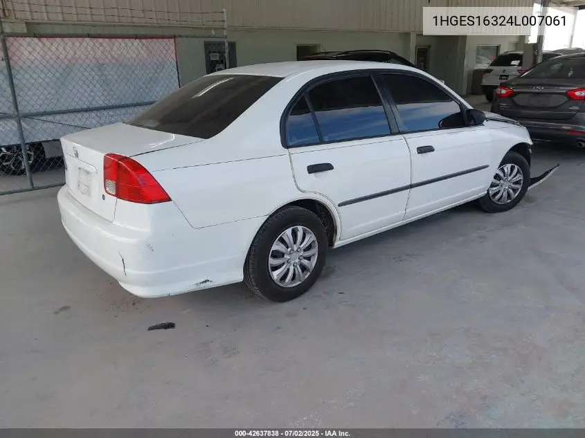 2004 Honda Civic Vp VIN: 1HGES16324L007061 Lot: 42637838