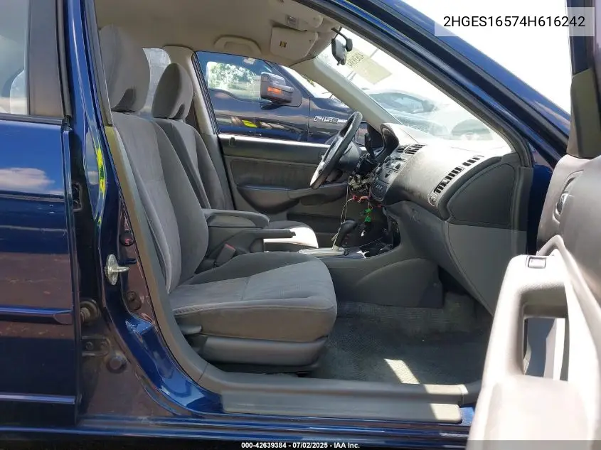 2004 Honda Civic Lx VIN: 2HGES16574H616242 Lot: 42639384