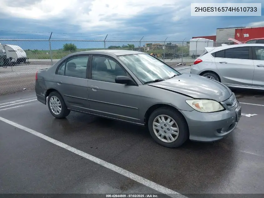 2004 Honda Civic Lx VIN: 2HGES16574H610733 Lot: 42644509