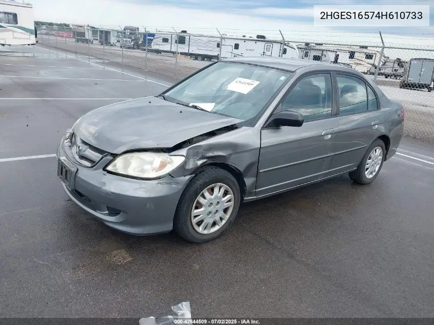 2004 Honda Civic Lx VIN: 2HGES16574H610733 Lot: 42644509