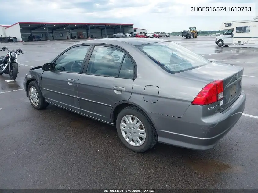 2004 Honda Civic Lx VIN: 2HGES16574H610733 Lot: 42644509