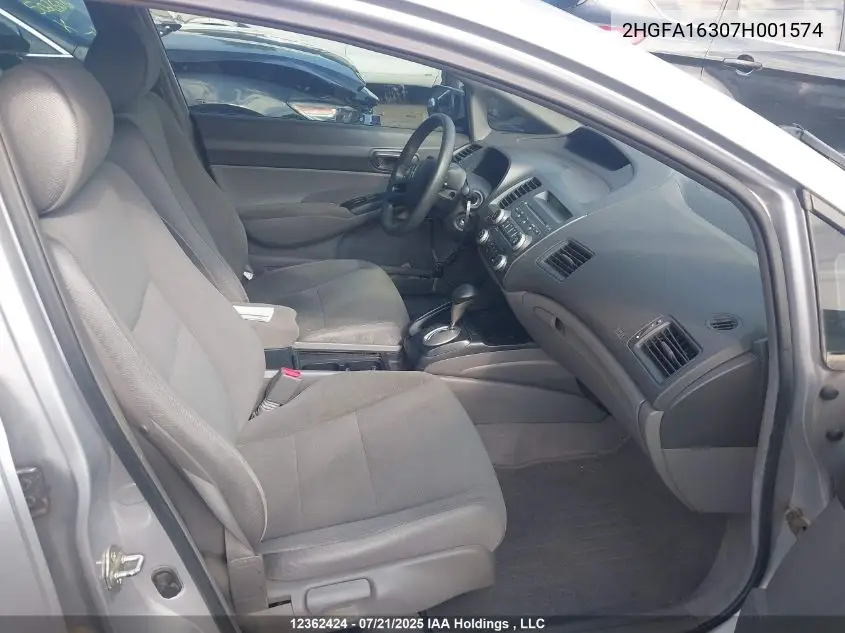 2007 Honda Civic Dx VIN: 2HGFA16307H001574 Lot: 12362424