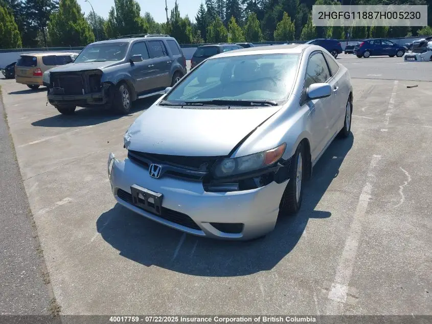 2007 Honda Civic Ex VIN: 2HGFG11887H005230 Lot: 40017759