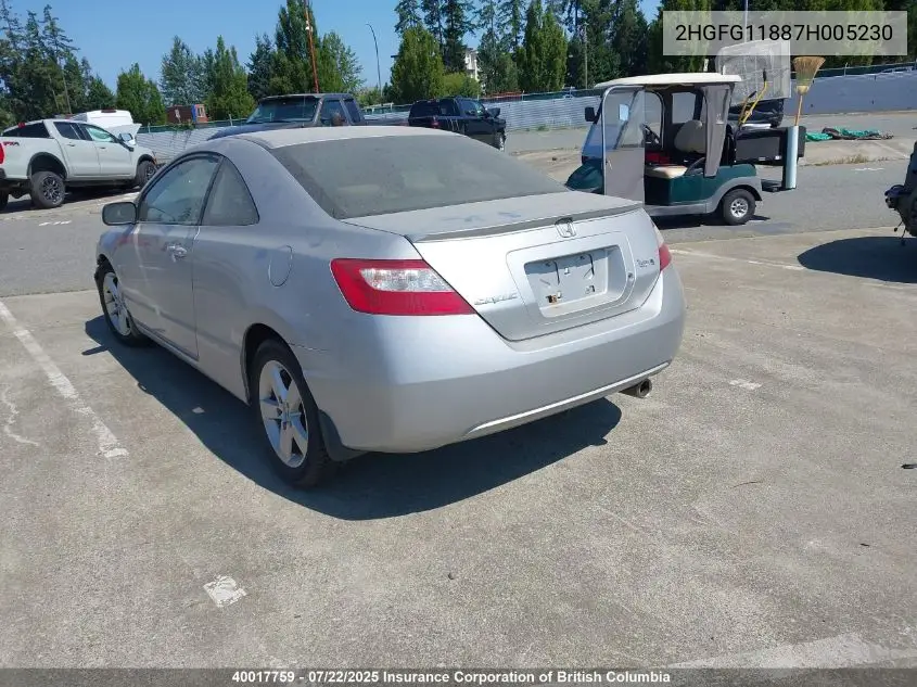 2007 Honda Civic Ex VIN: 2HGFG11887H005230 Lot: 40017759