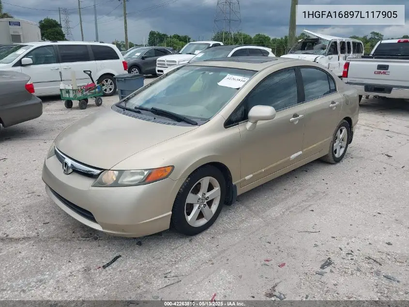 2007 Honda Civic Ex VIN: 1HGFA16897L117905 Lot: 42263810