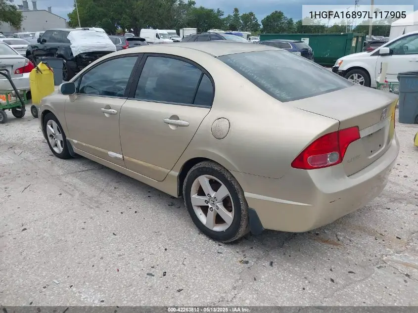 2007 Honda Civic Ex VIN: 1HGFA16897L117905 Lot: 42263810