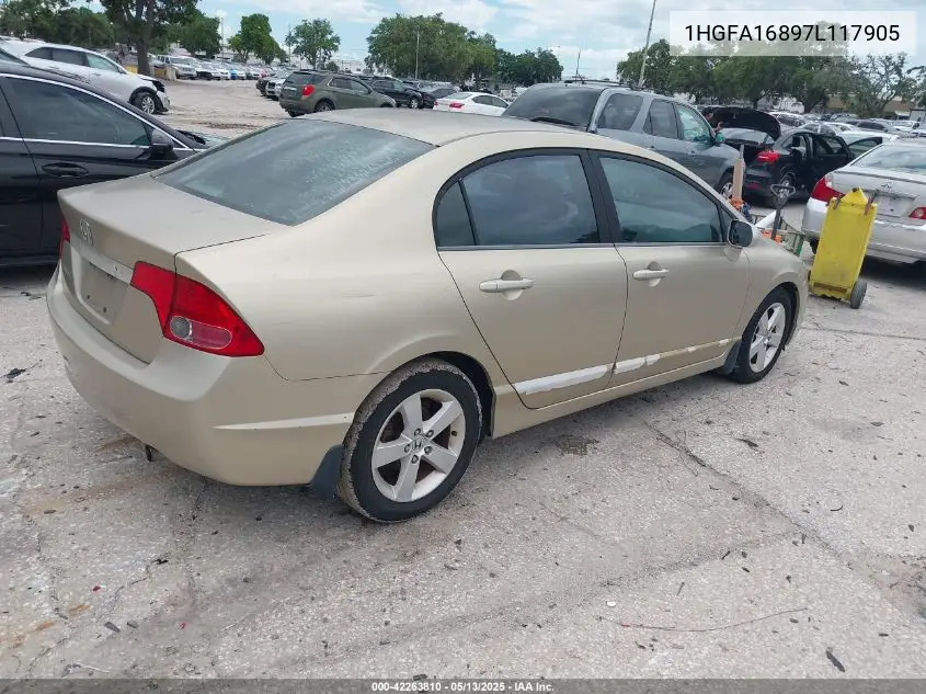 2007 Honda Civic Ex VIN: 1HGFA16897L117905 Lot: 42263810