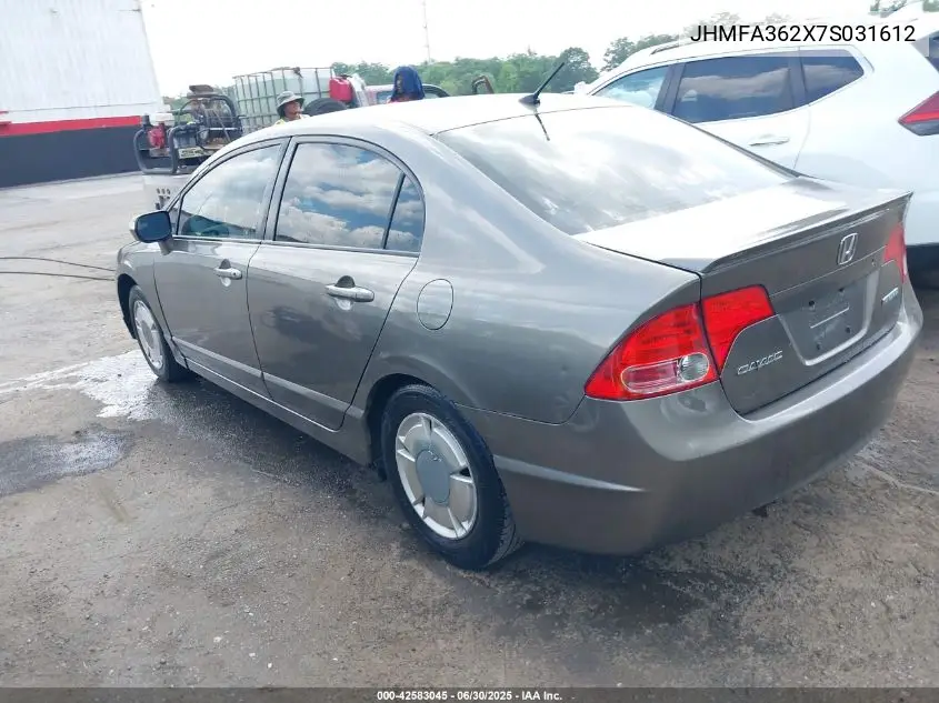 2007 Honda Civic Hybrid VIN: JHMFA362X7S031612 Lot: 42583045