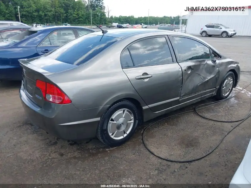 2007 Honda Civic Hybrid VIN: JHMFA362X7S031612 Lot: 42583045