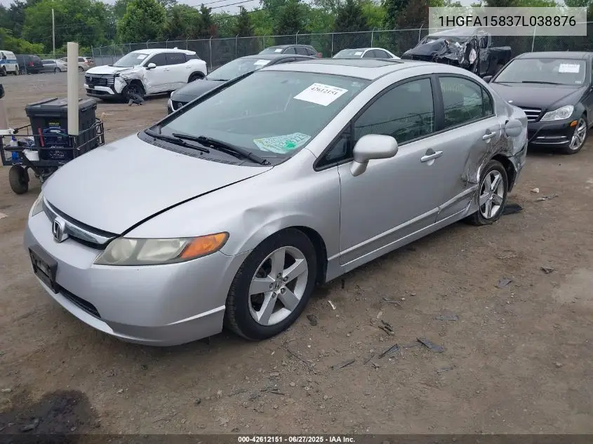 2007 Honda Civic Ex VIN: 1HGFA15837L038876 Lot: 42612151