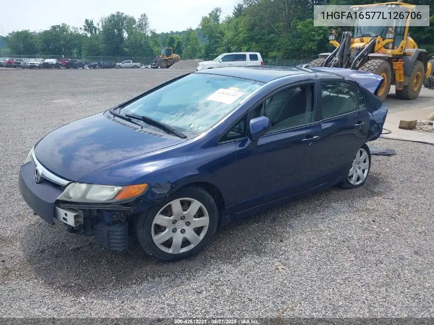 2007 Honda Civic Lx VIN: 1HGFA16577L126706 Lot: 42612221