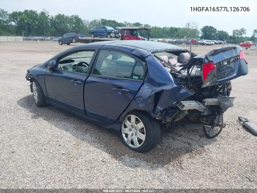 2007 Honda Civic Lx VIN: 1HGFA16577L126706 Lot: 42612221