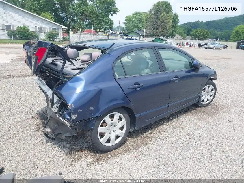 2007 Honda Civic Lx VIN: 1HGFA16577L126706 Lot: 42612221