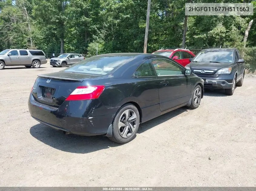 2007 Honda Civic Lx VIN: 2HGFG11677H511663 Lot: 42631584