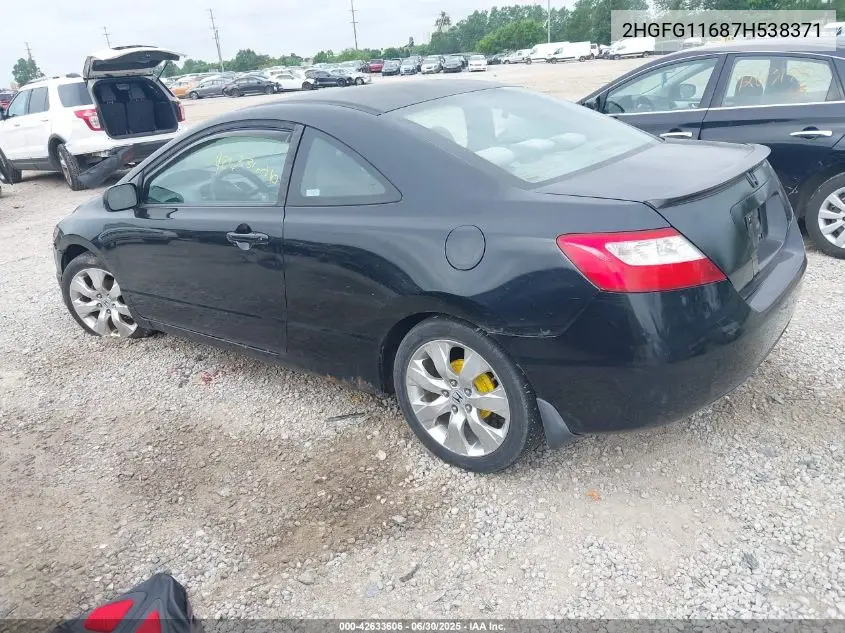 2007 Honda Civic Lx VIN: 2HGFG11687H538371 Lot: 42633606