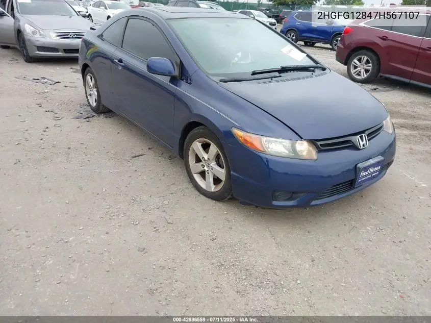 2007 Honda Civic Ex VIN: 2HGFG12847H567107 Lot: 42686559