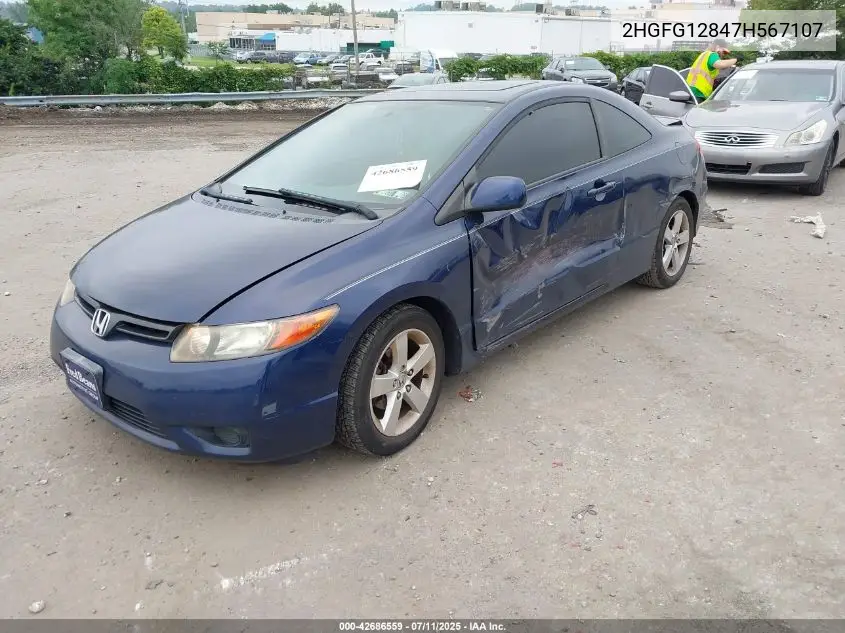 2007 Honda Civic Ex VIN: 2HGFG12847H567107 Lot: 42686559