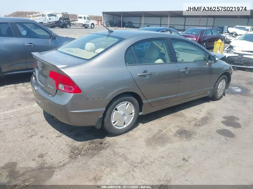 2007 Honda Civic Hybrid VIN: JHMFA36257S021974 Lot: 42691216