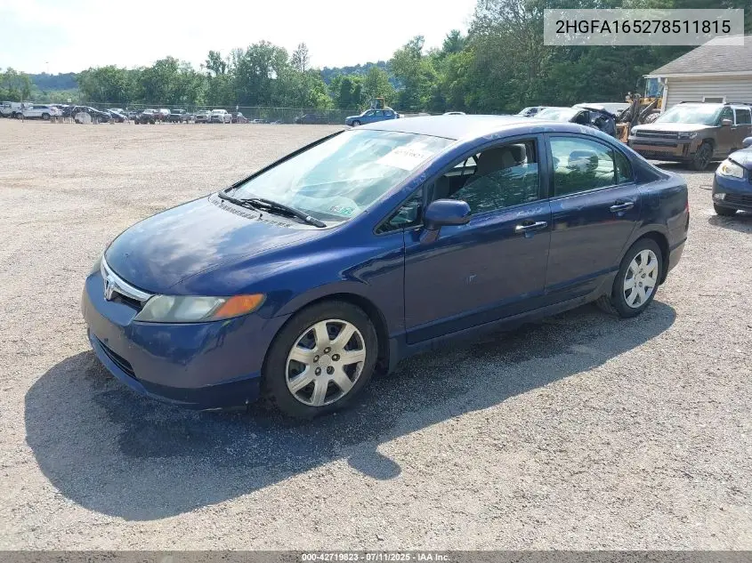 2007 Honda Civic VIN: 2HGFA165278511815 Lot: 42719823
