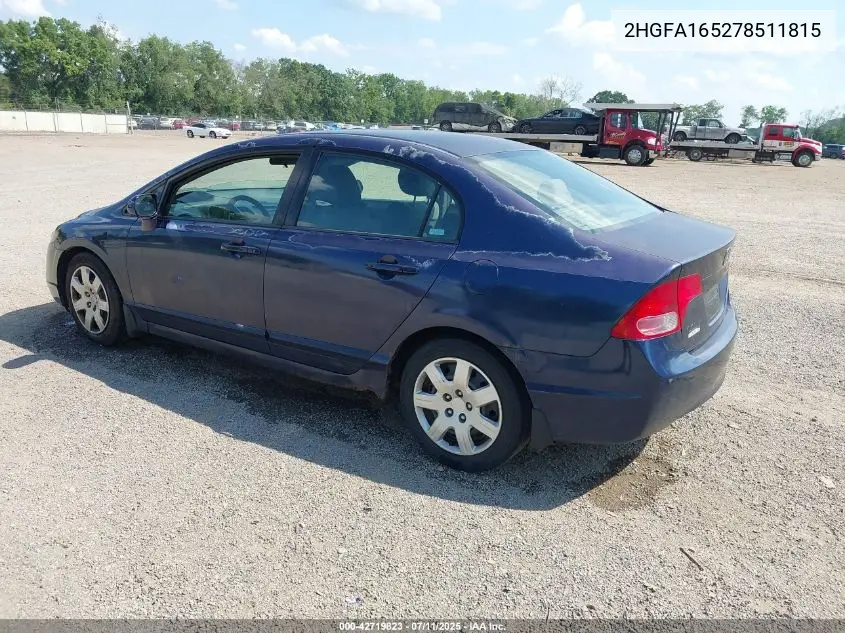 2007 Honda Civic VIN: 2HGFA165278511815 Lot: 42719823