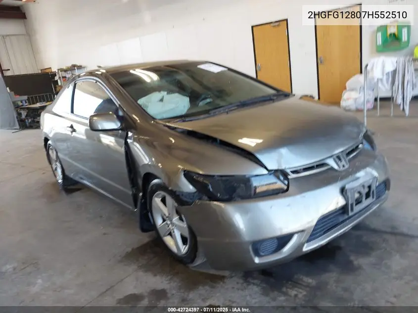 2007 Honda Civic Ex VIN: 2HGFG12807H552510 Lot: 42724397