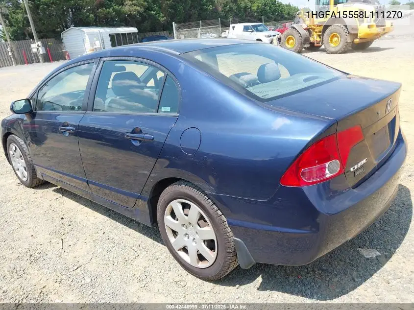 2008 Honda Civic Lx VIN: 1HGFA15558L111270 Lot: 42446999