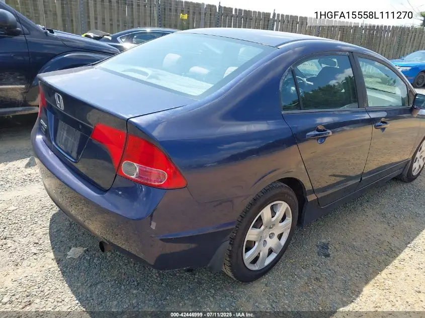 2008 Honda Civic Lx VIN: 1HGFA15558L111270 Lot: 42446999