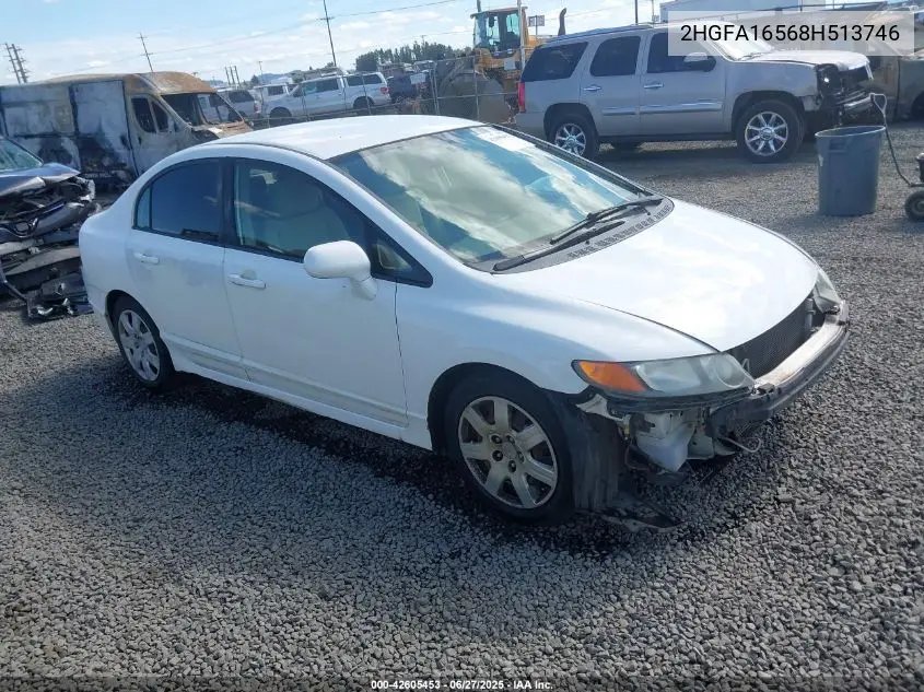 2008 Honda Civic Lx VIN: 2HGFA16568H513746 Lot: 42605453
