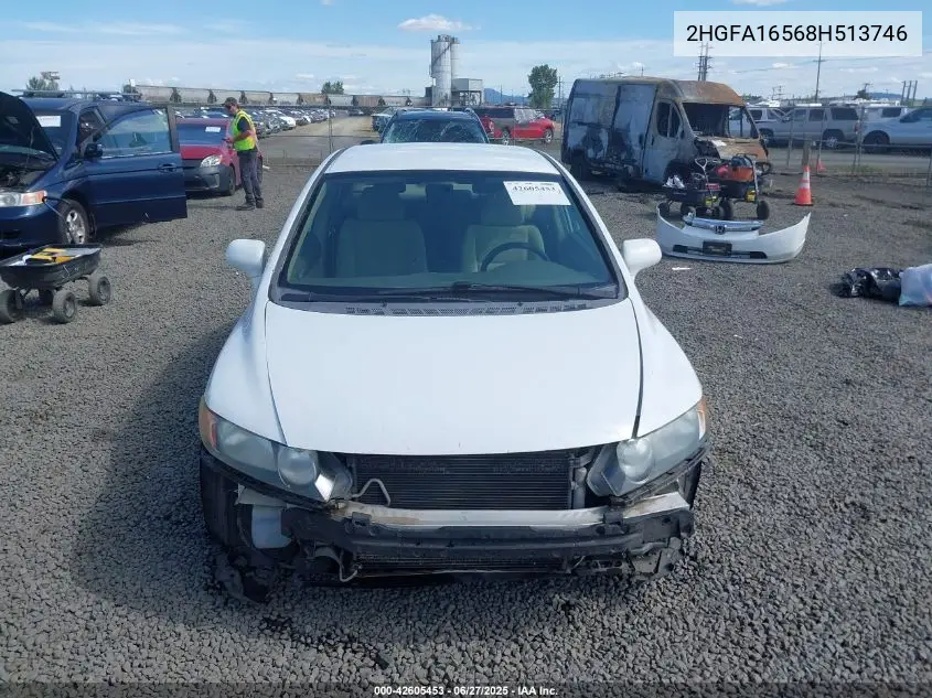 2008 Honda Civic Lx VIN: 2HGFA16568H513746 Lot: 42605453
