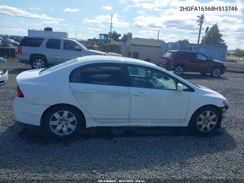 2008 Honda Civic Lx VIN: 2HGFA16568H513746 Lot: 42605453