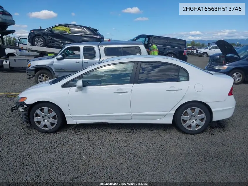2008 Honda Civic Lx VIN: 2HGFA16568H513746 Lot: 42605453