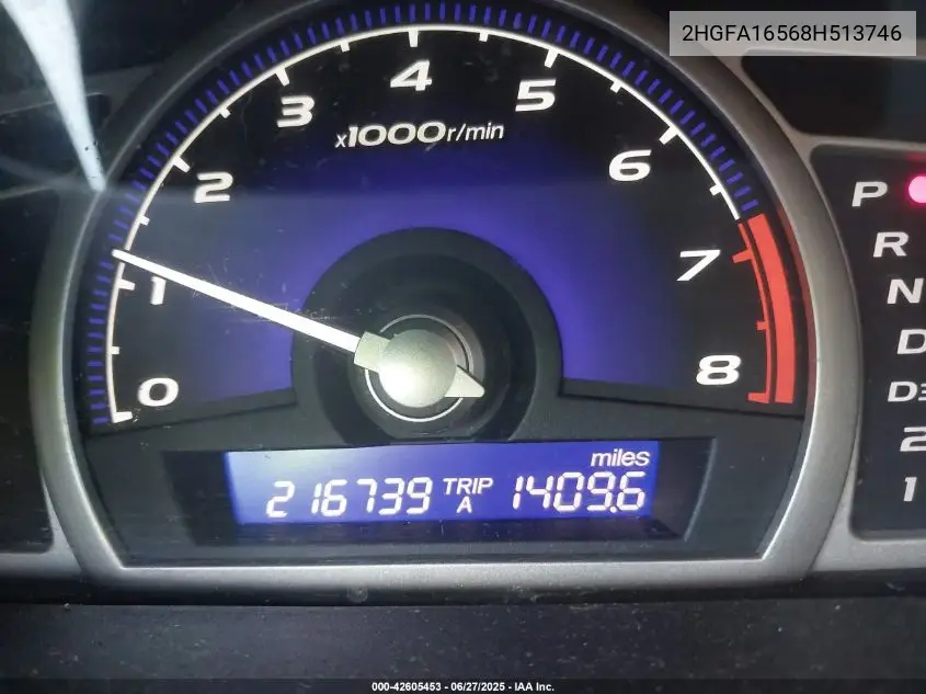 2008 Honda Civic Lx VIN: 2HGFA16568H513746 Lot: 42605453