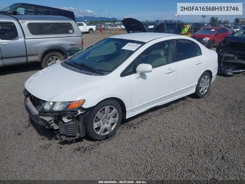 2008 Honda Civic Lx VIN: 2HGFA16568H513746 Lot: 42605453